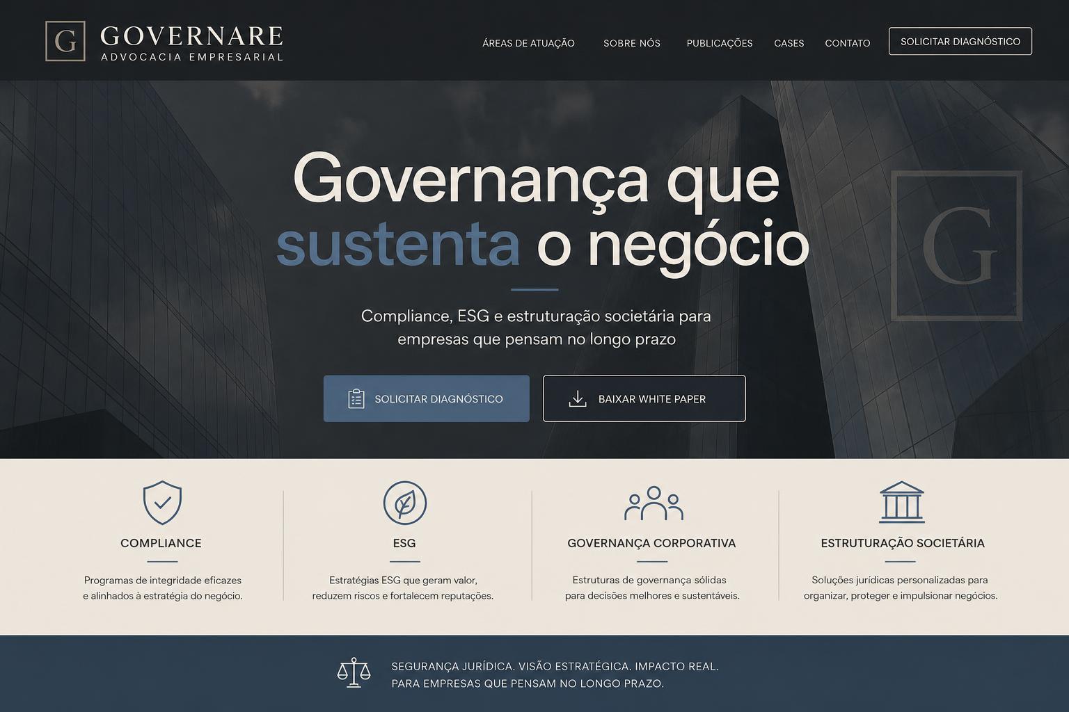 Site entregue para Governare Advocacia Empresarial — Compliance & ESG