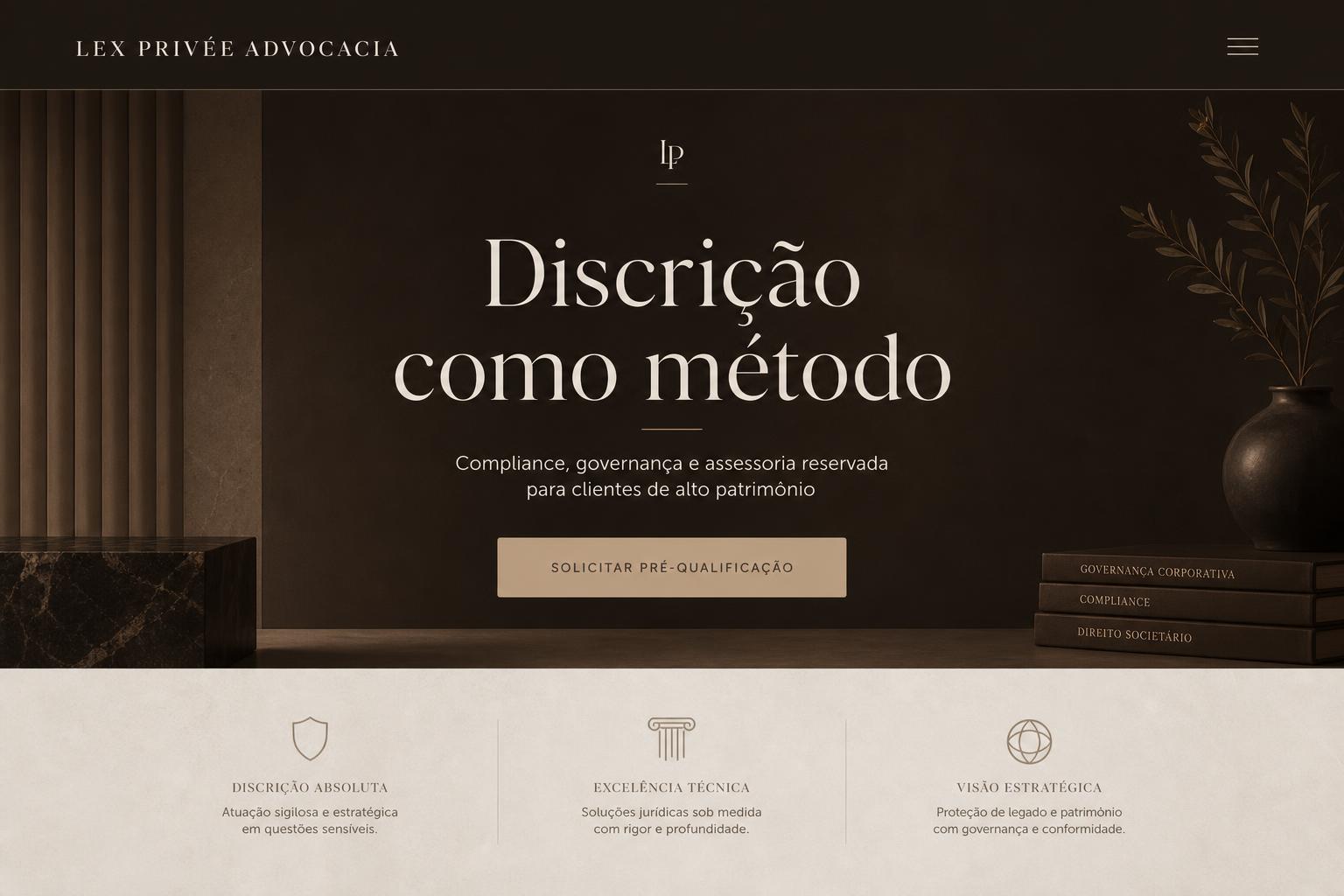 Site entregue para Lex Privée Advocacia — Compliance & Luxo
